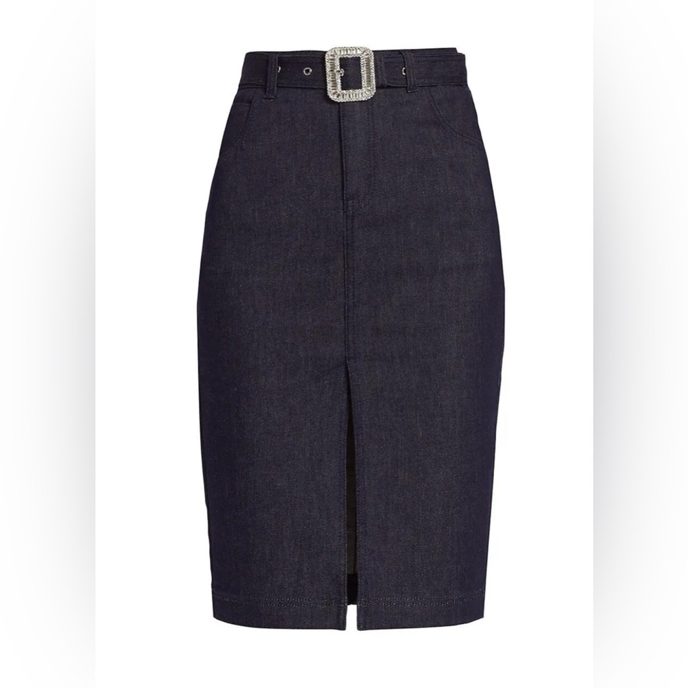 ✨REVOLVE GENERATION LOVE Melissa Belted Dark Blue Denim Skirt Size 28
